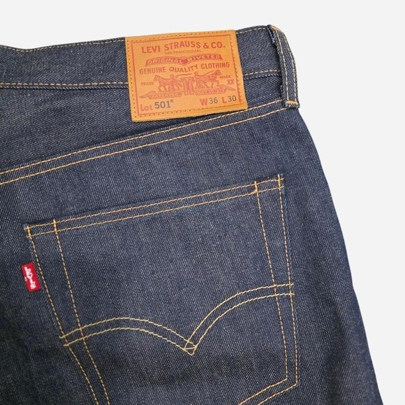 Levis 501 Original Fit Mens Dark Wash Indigo Straight Leg Denim Jeans W36 L30